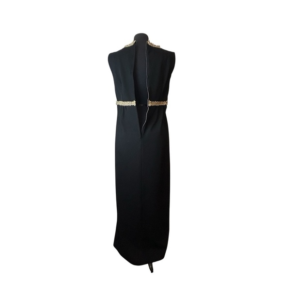 Vintage Sleeveless Maxi Dress Fortrel Polyester, Gold Tinsel Accent, 60s 70s XL` - Picture 5 of 15